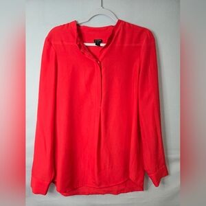 J. Crew Women's Long Sleeve Flowy  Red Blouse Size Medium